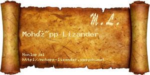 Mohápp Lizander névjegykártya